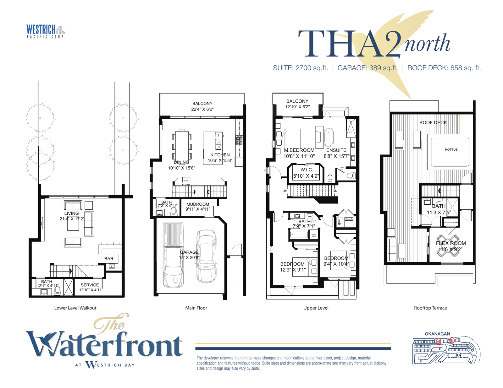 THA2 North villa floor plan, Waterfront Row 1: three bedrooms, 2,700 sq ft suite