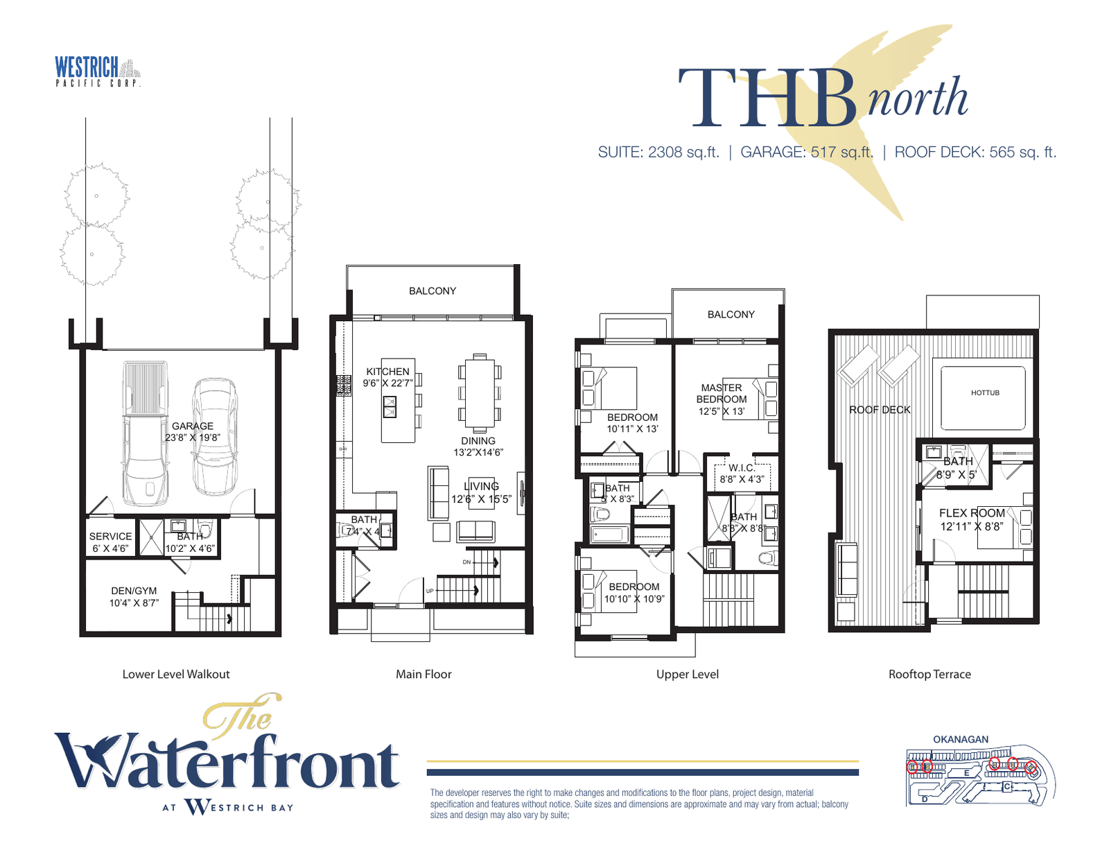 THB North villa floor plan, Row 2: four bedrooms, 2,308 sq ft suite